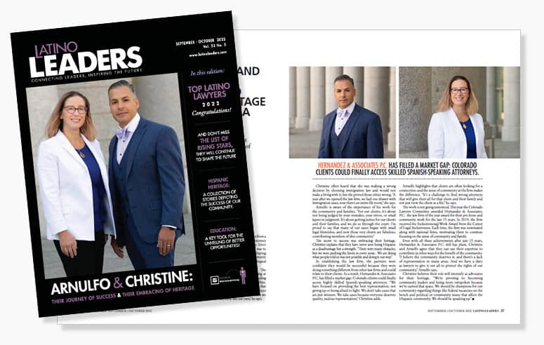 Arnulfo and Christine Hernandez featured In Latino Leaders September – October 2022